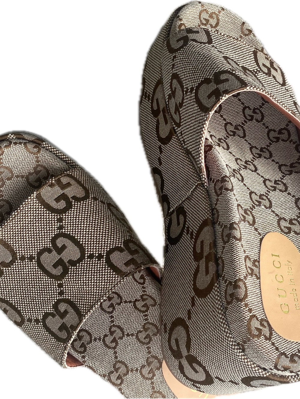 Gucci Brown GG Monogram Platform Slides